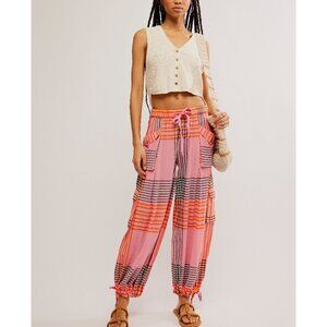 Free People Pink Plaid Pants